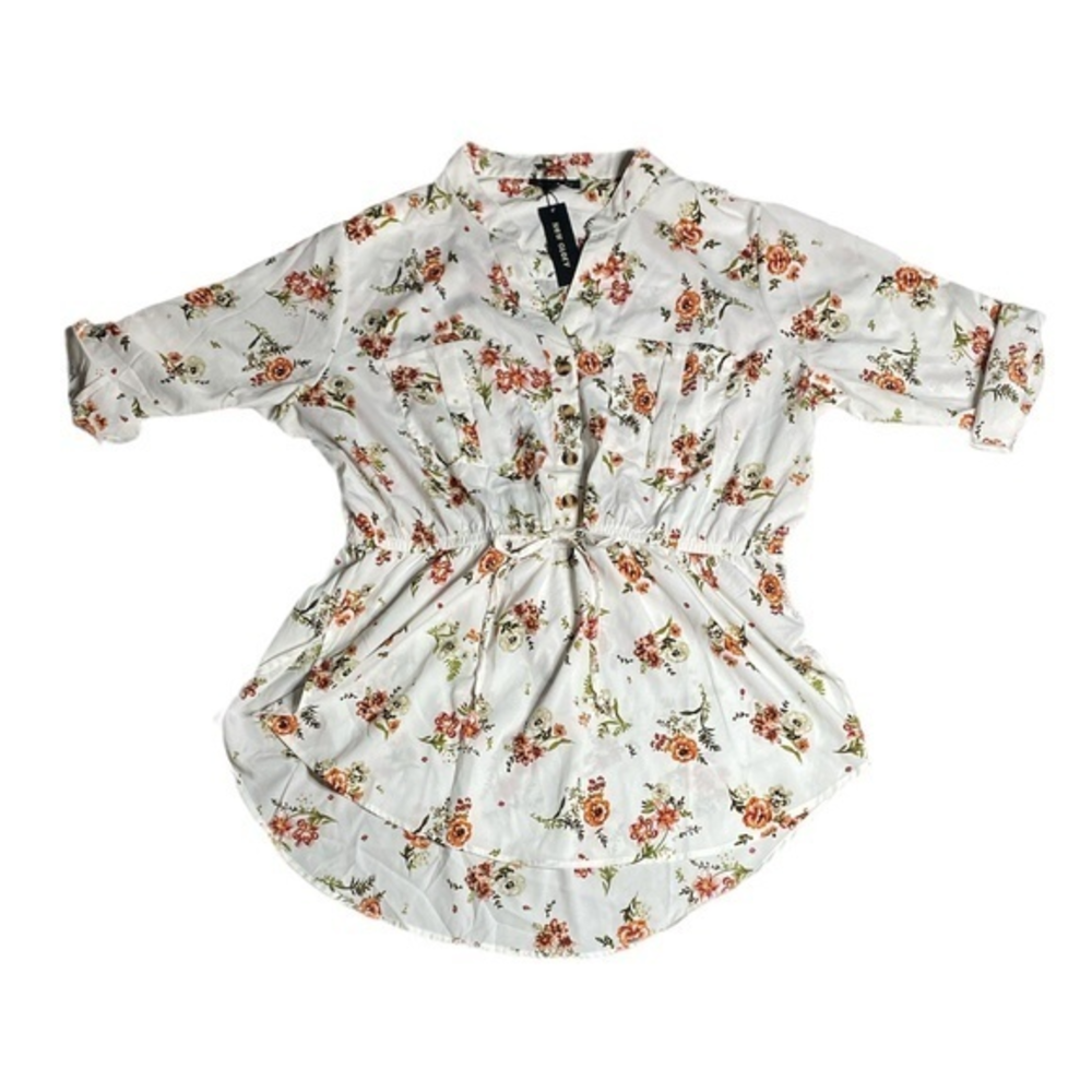 New Glory Floral High Low V-Neck Top‎ Sz. 1X NWT